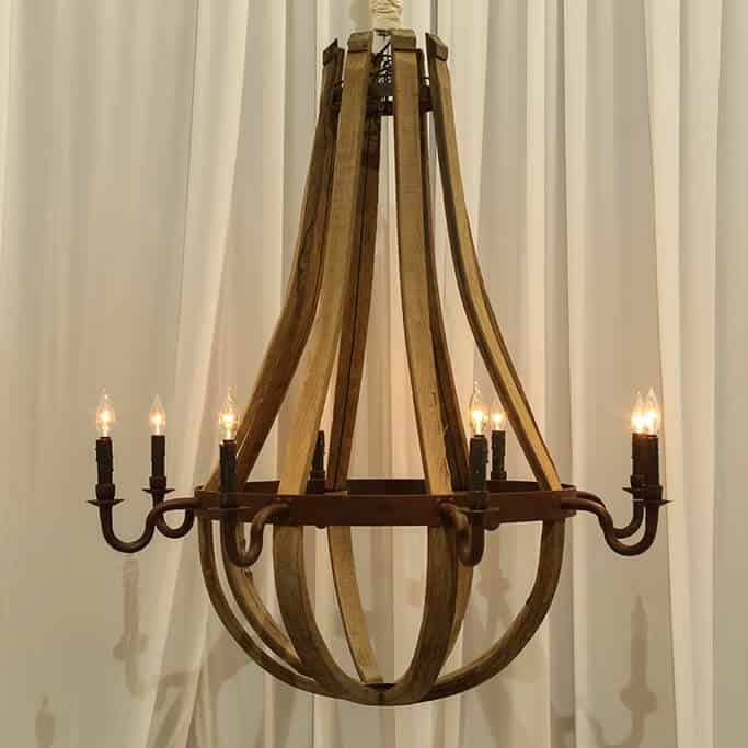 Wood Wine Barrel Chandelier